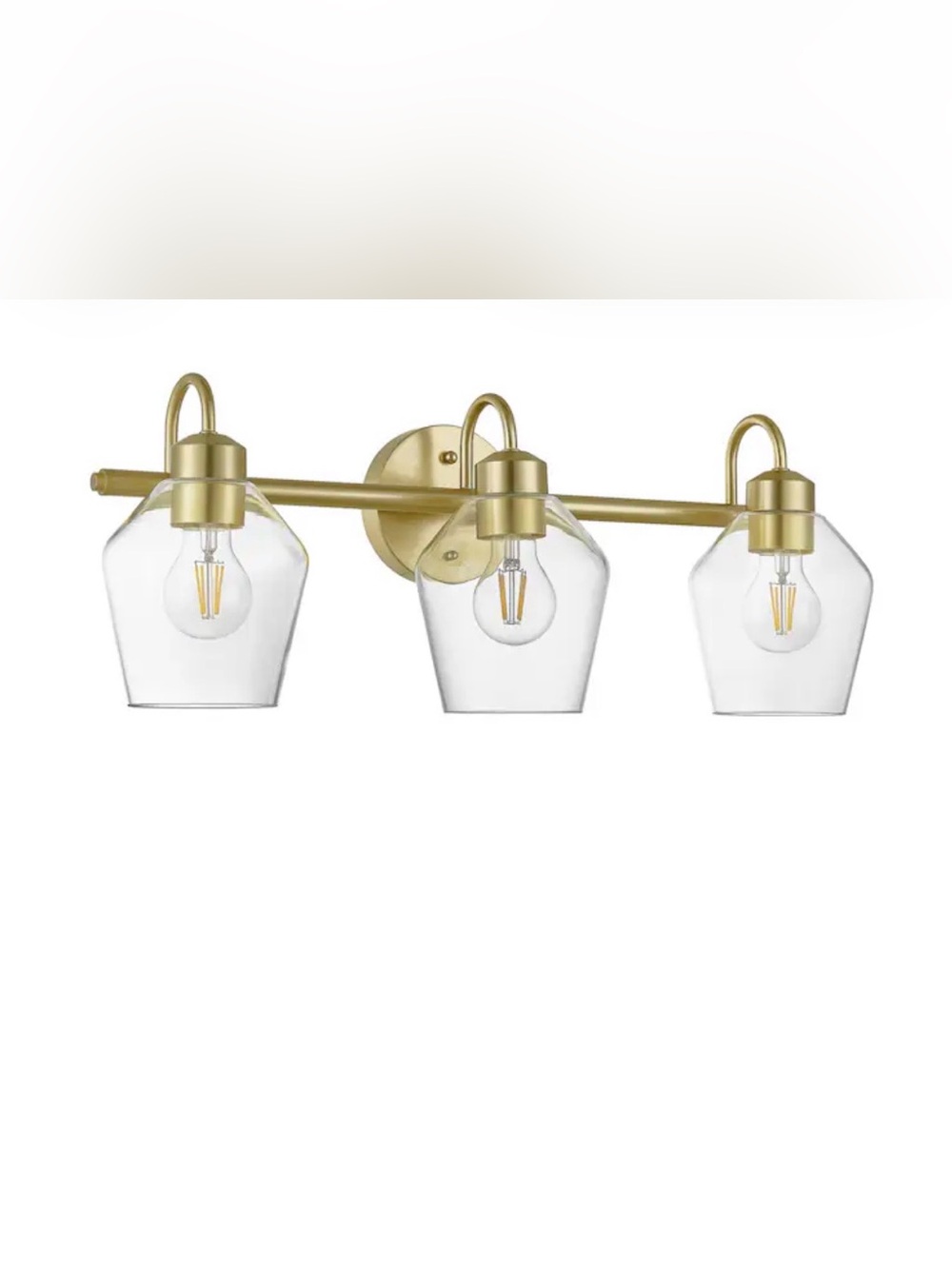 Triple Glass Shade Vanity Light in Brushed Gold